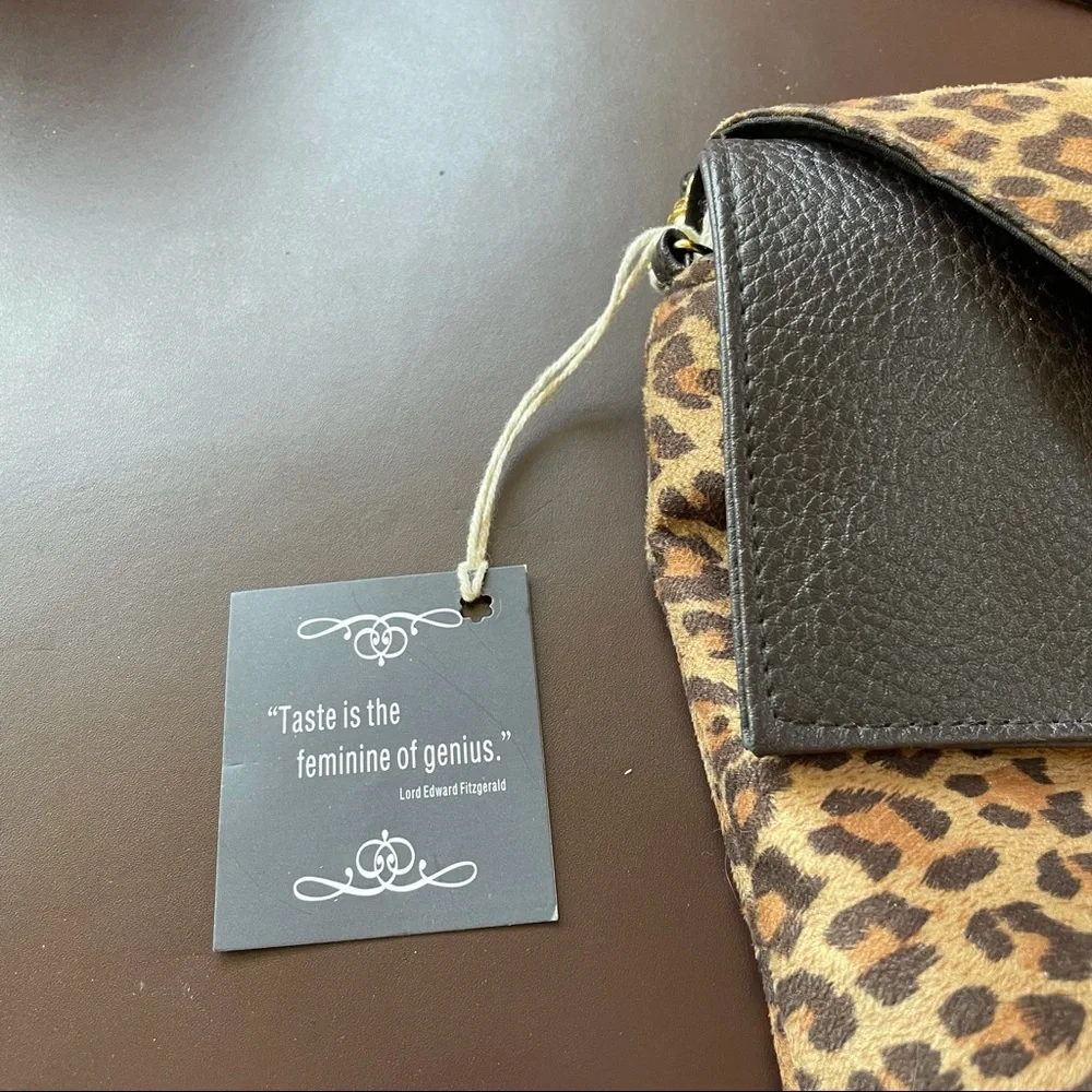 Braciano Brown Animal Print Flap Purse  - NWT